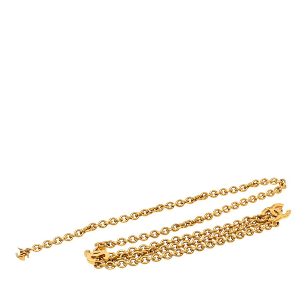 Chanel Coco Mark Triple Chain Belt Gold Plated Women's CHANEL